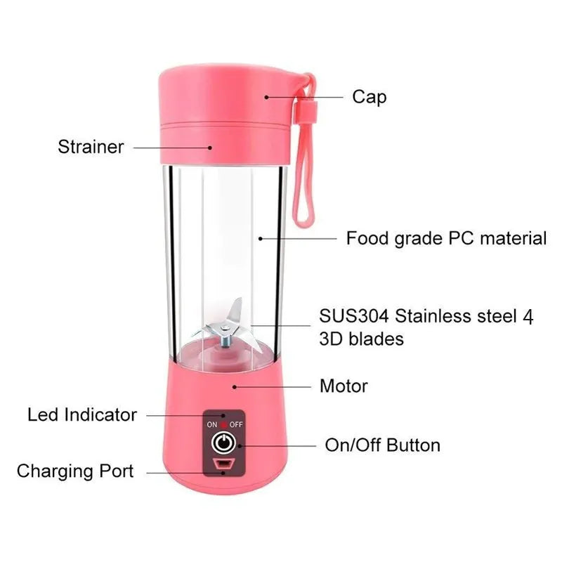 Mini Liquidificador Elétrico, ShakeJuice™, Portátil Multifuncional